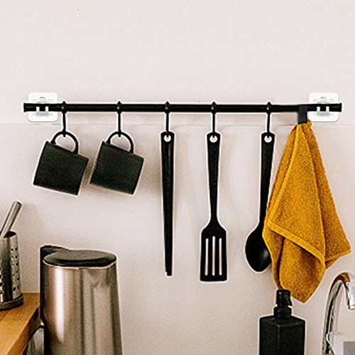 OMJMYY 8 x Curtain Hooks without Drilling Self-Adhesive Curtain Rod without Drilling for Hanging Curtains or Towel Rail 6 x 6 cm