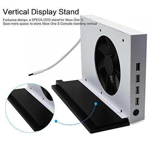 Xbox One S Vertical Stand Cooling Fan and 4 Ports USB Hub for