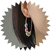 Andelaisi Boho Circle Hoop Earrings Large Hoop Earrings Colorful Bead Circle Huggies Hoop Earrings Rainbow Flower Round Hoop Earrings Jewelry for Women