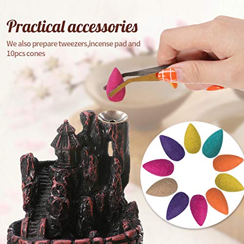 Jeteven Waterfall Backflow Incense Burner Holder, Ideal for Yoga Room Home Decoration & Handicraft Gift (Small Lofty Mountains and Flowing Water)