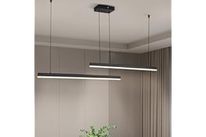 JC TOPA Modern Pendant Light Fixture Dimmable LED Linear Pendant Light with CCT Switch Change 3000K/4000K/6000K, 2-Light Blac