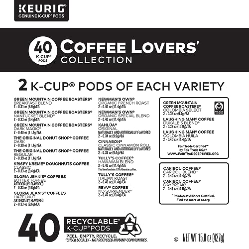 KEURIG COFFEE LOVERS’ COLLECTION SAMPLER PACK, SINGLE-SERVE K-CUP PODS, COMPATIBLE WITH ALL KEURIG 1.0/CLASSIC, 2.0 AND K-CAFÉ COFFEE MAKERS, VARIETY PACK, 40 COUNT