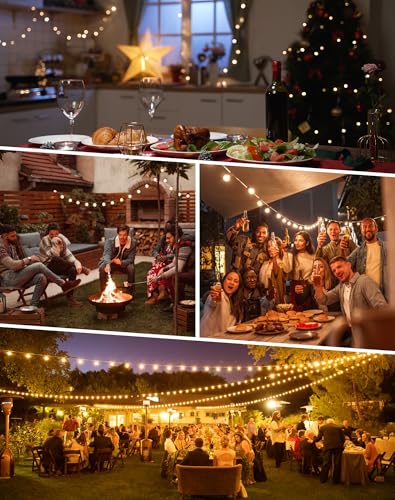 ROVLAK Outdoor Light Chain 15 m, Outdoor Garden Lights with 25 + 3 G40 LED Bulbs in Plastic, IP44 Waterproof, 2700 K Warm White Lights for Garden, Terrace, Balcony, Home Party