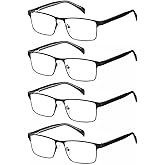 EYECEDAR 4-Pack Reading Glasses for Men Black Frame Adjustable Metal Spring Hinges Eyeglasses Readers for Men 1.50