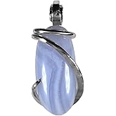 Blue Lace Agate Pendant Necklace 925 Sterling Silver by Isabella Roth