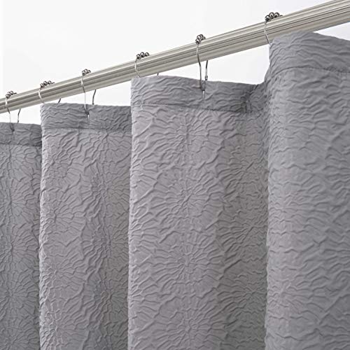 LORDTEX 3D Embossed Textured Matelassé Fabric Shower Curtains for