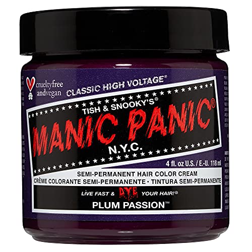 MANIC PANIC Classic Plum Passion Semi Permanent Hair Color - Warm Purple Hair Dye for Women & Men That Lasts 4-6 Weeks - Vegan, Ammonia & Cruelty-Free - Create & Mix Custom Shades (4oz)