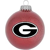 Georgia Bulldogs Sparkle Ornament, 3.25 Inch Blown Glass Christmas Ornament with Official NCAA Team Logo and Colors
