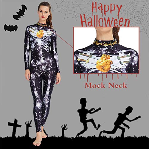 RAISEVERN Festival Clothing Schwarzer Overall Herren Damen Slim Fit Starlight Skeleton Catsuits Halloween-Kostüm