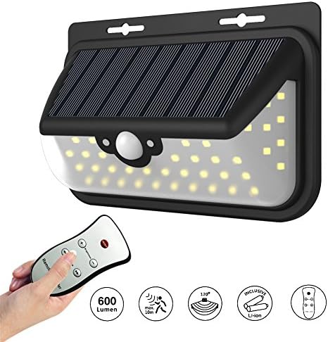 Solar Lights 48 LED Wireless Motion Sensor Solar Wall Light Remote Control 600LM Solar Panel Waterproof IP65 Outdoor Solar Lighting for Garden Landscape Pathway