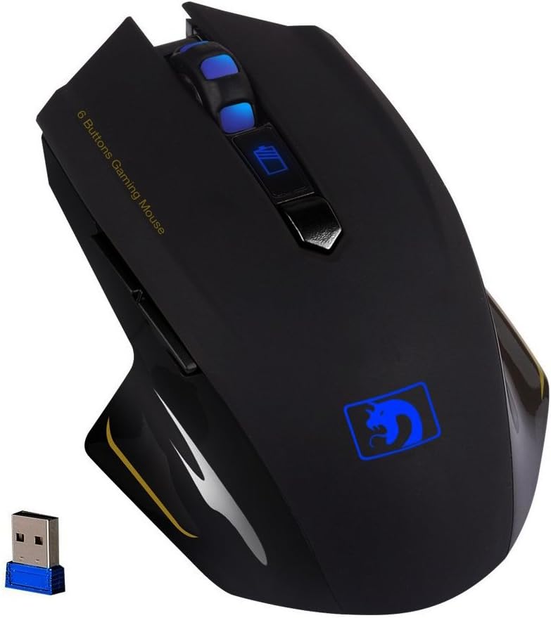 XINMENG M280 2.4G Wireless Portable Mobile Gaming Mouse Optical Mice with USB Receiver, Avago A2080 Chip,2400 DPI,6 Buttons