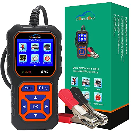 DonosHome Batterieanzeige 100-3000 CCA Batterietester 5-36V SOC SOH Lasttester Autobatterietester Autolichtmaschinentester Digitaler Autobatterieanalysator Ladekurbelsystemtester Auto LKW Motorrad