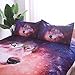 YOUSA YOU SA Wolf Bedding Set Colorful Galaxy Print Duvet Covers Twin-2Pcs
