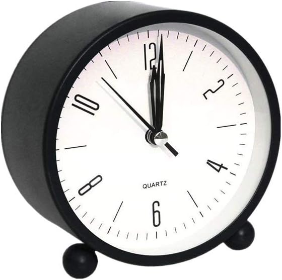 Leoyoubei Vintage Feel 5 "Table Clock is Battery Operated-Quiet Luminous, Country Style Digital Home Furnishings Decorated Distressed Round Clock ,for School Office Home Bedside Black