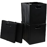 Utiao 4 Packs Collapsible Plastic Storage Cubes, 20 Quart Black Folding Cube, Open Top Storage Bin