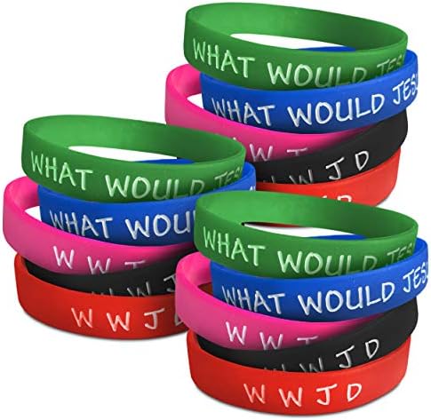 WWJD Bracelets for Women, Men & Kids | 5 Colors (15, 25, 50 packs) | What Would Jesus Do Bracelets | W W J D Religious Christian Bracelets