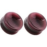 Pierced Owl - Natural Purple Cat's Eye Concave Stone Saddle Plugs, Sold as a Pair