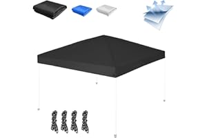 OUTMAX 10x10 Canopy Replacement Top, Pop-up Canopy Tent Replacement Cover for Straight Leg, Waterproof Instant Canopy Top Cover with Rope for Garden, Picnic, Camping(Black)