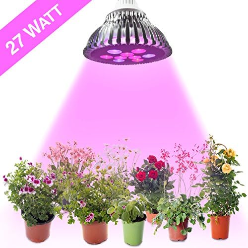 LED Grow Lights for Indoor Plants 27w Best for General Hydroponics Home Herb Garden Vegetable Garden Medical Marijuana Energy Efficient Bulbs Peak Photosynthesis Colors for Growth GRO3827w