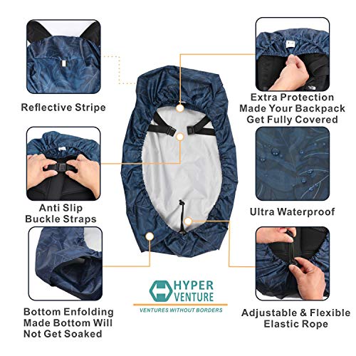 HYPER VENTURE Waterproof Backpack Rain Cover with Upgraded Extra Protection Anti Slip Buckle Strap - Ultralight Protector for Hiking, Camping, Hunting, Cycling and Traveling (Black S 26L-35L)