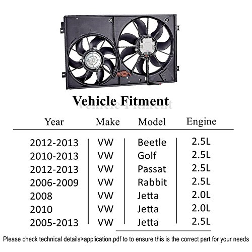 OrionMotorTech VW3120100 OEM Engine Radiator Cooling Fan Assembly Low Noise for Volkswagen Jetta Passat Golf