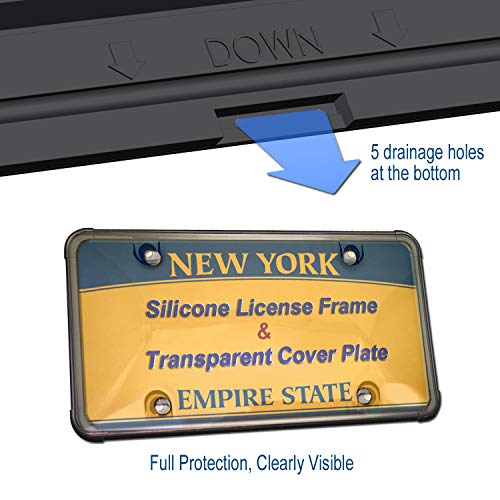 ZXFOOG Silicone License Plate Frame with Cover Black Car Tag Cover