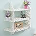 MyGift 26 Inch Wall Mounted 3-Tier WPC Wood Floating Shelves with Scrollwork Cutout Design, White