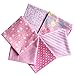 flic-flac 20 x 20 inches (51cmx51cm) Fat Quarter Natural Cotton Quilting Fabric Thick Craft Printed Fabric High Density Bundle Squares Patchwork Lint DIY Sewing (6pcs, Pink)