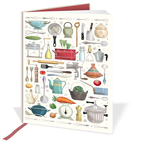 A5 Casebound Notebook - Cooking Utensils Design - 120 Pages - Ruled & Silk Ribbon - Size - 210mm x 148mm