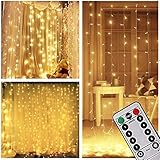 LIGHTESS 300 LED String Fairy Light Curtain Lights 8 Mode Outdoor/Indoor Use For Home Garden Patio Lawn Wedding Birthday Party Holiday Decoration (Warm White)