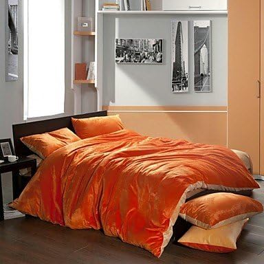 naluo Velvet Duvet Cover Set 4 Pieces Solid 2 Color Joint