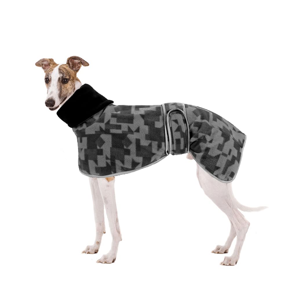 Winter Fleece Jumper for Whippet Greyhound Warm Fleece Lining and Adjustable Bands Grey