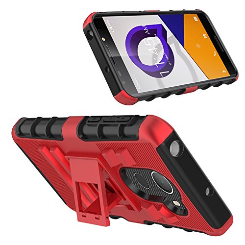 T-Mobile REVVL Case, Alcatel A30 Plus Fierce Case, Elegant Choise Heavy Duty Dual Layer Shockproof [Swivel Belt Clip] Holster with [Kickstand] Combo Rugged Case Cover for Alcatel Walters(Red/Black) - Thumbnail 3