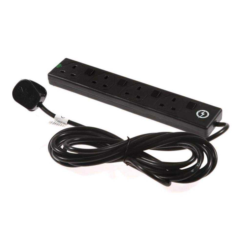 Deta SMJ Essential Extension Lead, Surge Protected, 4 Switched Socket, 5 Metre, 13 Amp, Black (S4WI5C)