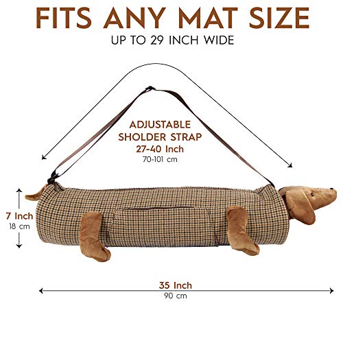 YogaPets-Full-Zip-Exercise-Cute-Yoga-Mat-Tote-Bag-with-Plush-Animal-Design-MediumLarge-Mat-Carrier-with-Strap-Side-Pocket-Fits-Most-Size-Mats