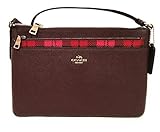 COACH EAST/WEST CROSSBODY WITH POP-UP POUCH WITH WILD PLAID PRINT F22251 Pink Red Multi