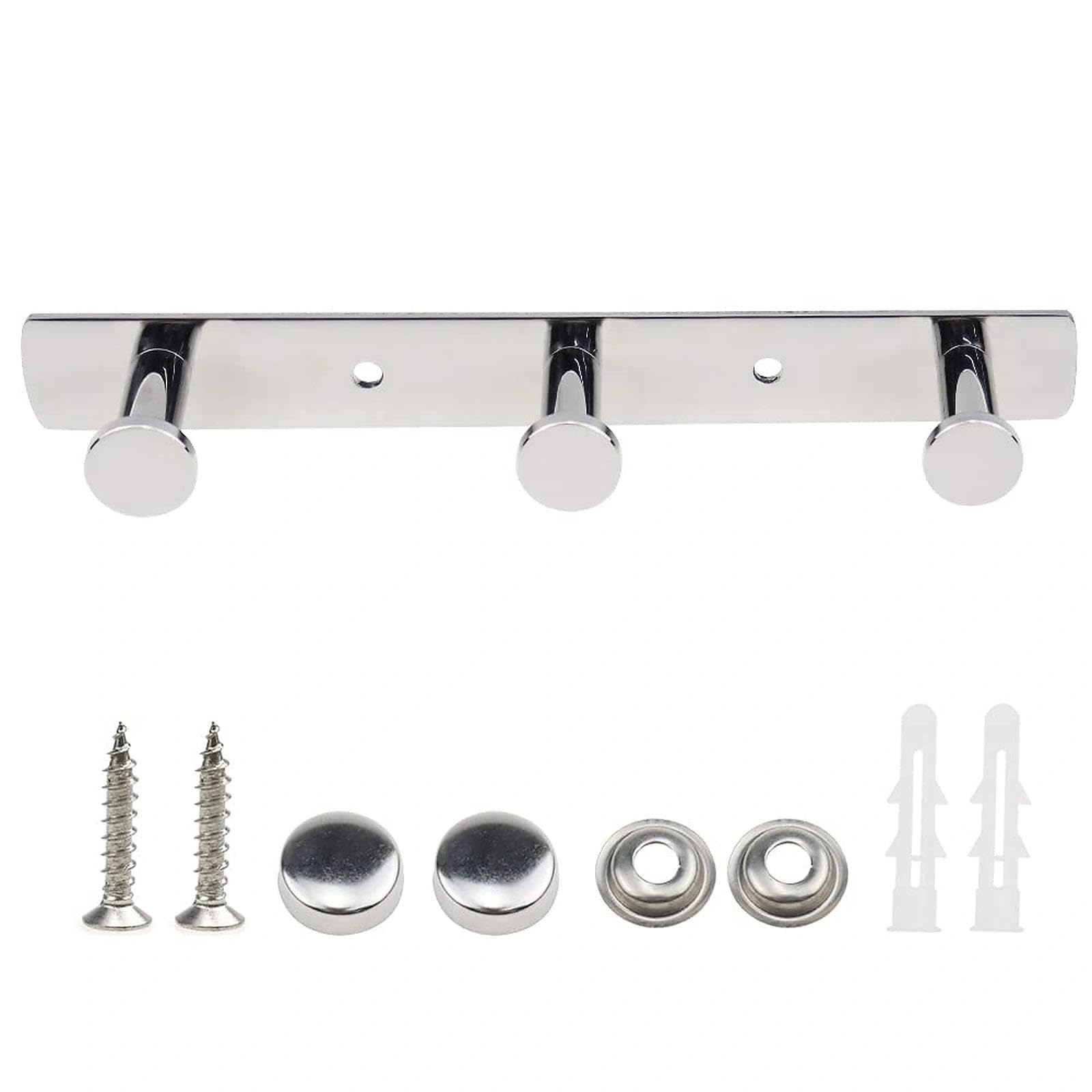 YPLonon Coat Hooks Wall Mounted Heavy Duty Stainless Steel Coat Hanger Rack Screw-in Wall Clothes Hanger Silver Chromed Coat Racks with 3 Hooks for Entryway Bedroom Bathroom