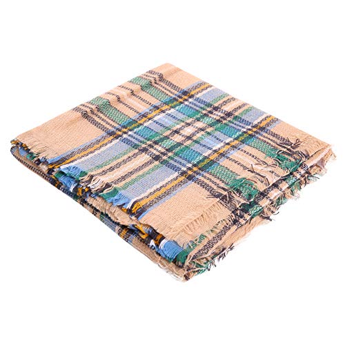 Bess Bridal Women's Plaid Blanket Winter Scarf Warm Cozy Tartan Wrap Oversized Shawl Cape
