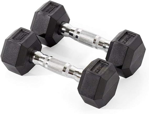 York Fitness, Pesas Hexagonales De Caucho, Negro, 2 X 1.25Kg ...