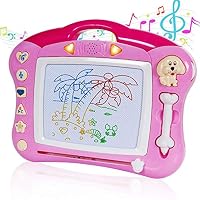 iFixer Magnetic Drawing Board, Musical Magna Doodle Writing Drawing Color Board with Light and Music Great Gift Presents For Boys Girls 2+, Pink With Sounds