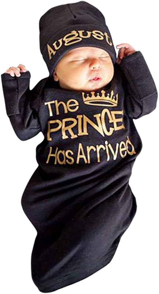 COLOOM Infant Baby Boy Sleepwear Cotton Wearable Blanket Nightgown & Matching Hat