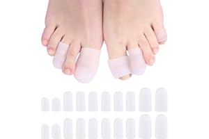 Dokpav 20 Pcs Gel Toe Caps, Toe Protectors, Silicone Gel Big Toe Caps Cuttable Toe Cushion Tubes Gel Toe Protector Sleeves fo
