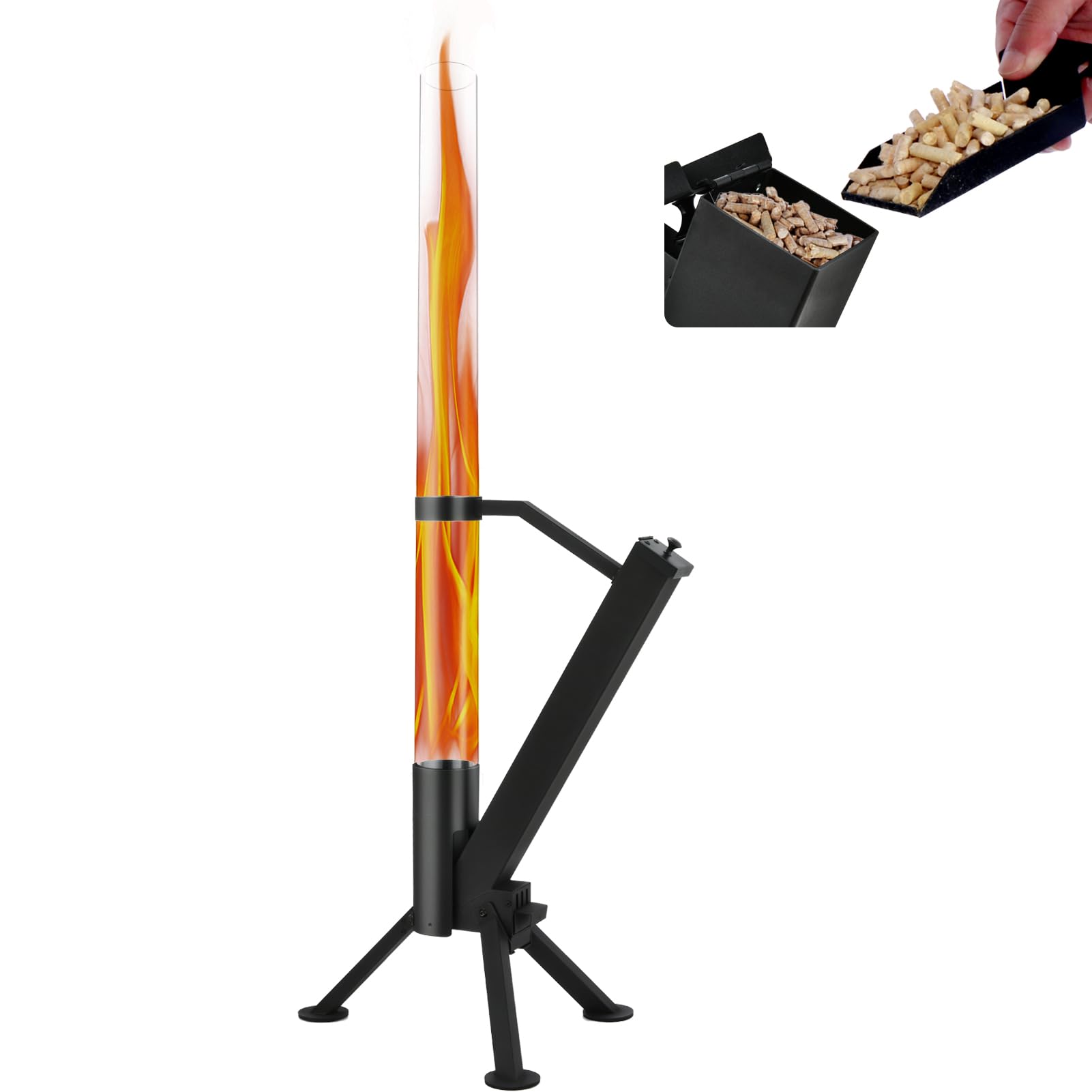 Photo 1 of *Glass pieces inside box* *Tub missing* CHARMELEON Wood Pellet Fire Pits for Outside – Portable Wood Pellet Heater – Painted Stainless Steel Outdoor Fire Pit for Backyard – Patio Rocket Stove – Matte Black-S