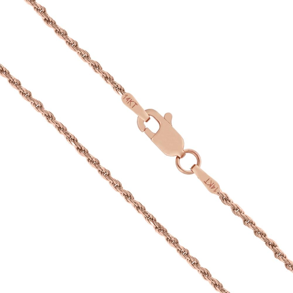 Buy 14K Solid Rose Gold 1mm Rope Chain 