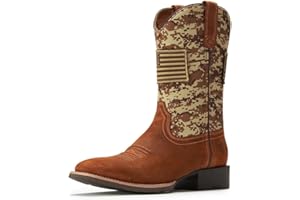 SUREWAY Cowboy Boots For Men - Mens Square Toe Western Boot With Flag,Oil/Slip Resistant,Durable Fashionable Classic Pull on Boots