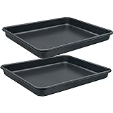 Small Cookie Sheets 11X9 Inch 2Pcs Mini Baking Pan Toaster Oven Tray Nonstick Thicken Brushed Carbon Steel Magnetic No Warp 1