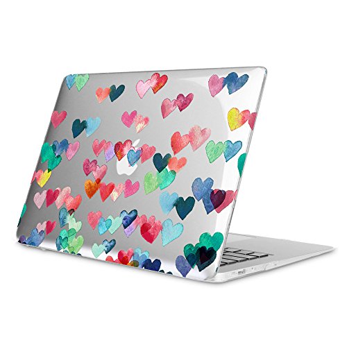 Fintie MacBook Air 13 Inch Case - Slim Snap On Hard Shell Protective Cover for MacBook Air 13.3" (A1466/A1369), Raining Hearts