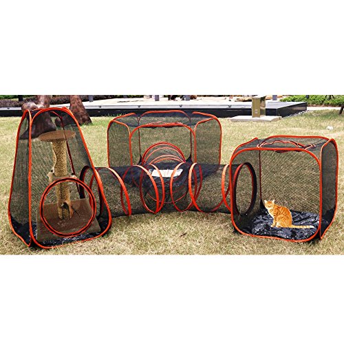 4 in 1 Compound Pet Play Houses 3 Tents & 1 Triangle Tunnel,Portable