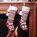 Valery Madelyn 21 inch Traditional Red White Knitted Christmas Stockings Set of 2 with Snowflakes, Christmas Tree and Faux Fur Cuff Design, Themed with Christmas Tree Skirt (Not Included)