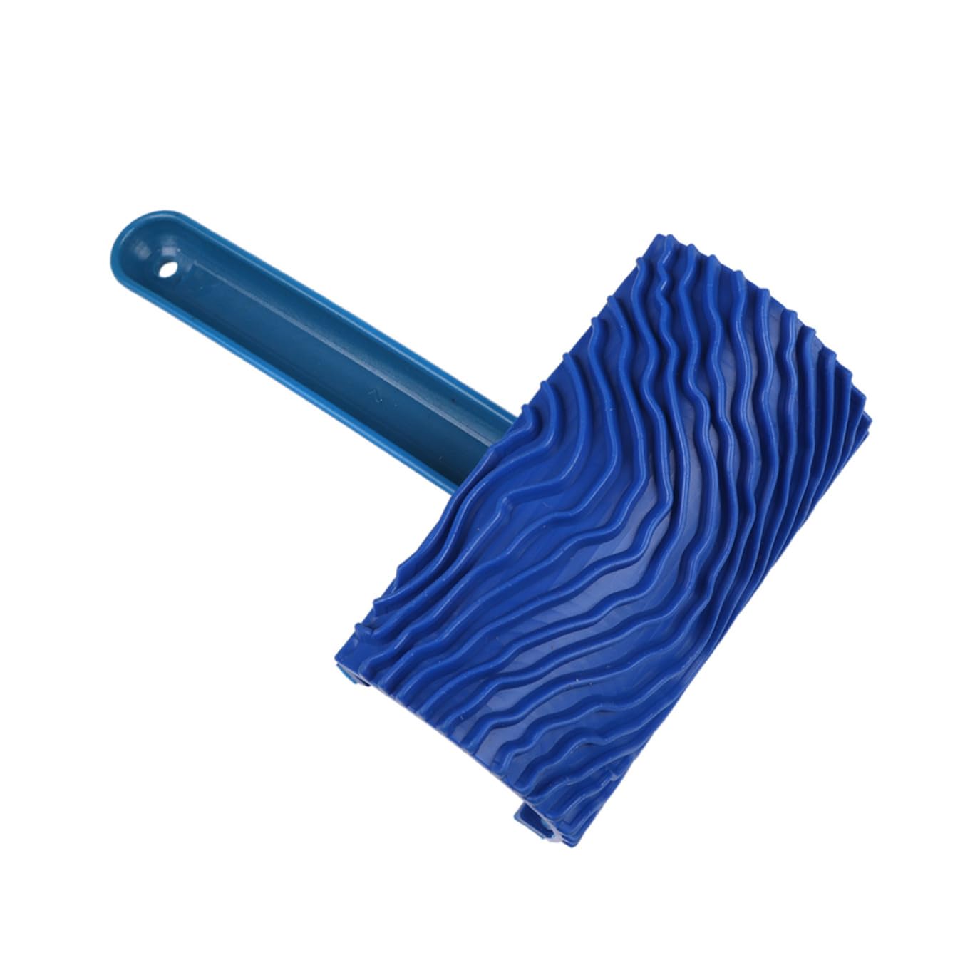VOSAREA Paint Brush Wood Painting Roller Graining Pattern Tool with Handle Rubber Wall Painting Roller for DIY Craft Wall Decoration (Blue)